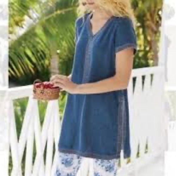 Soft Surroundings Chambray Tunic Top Size Small - Picture 3 of 14